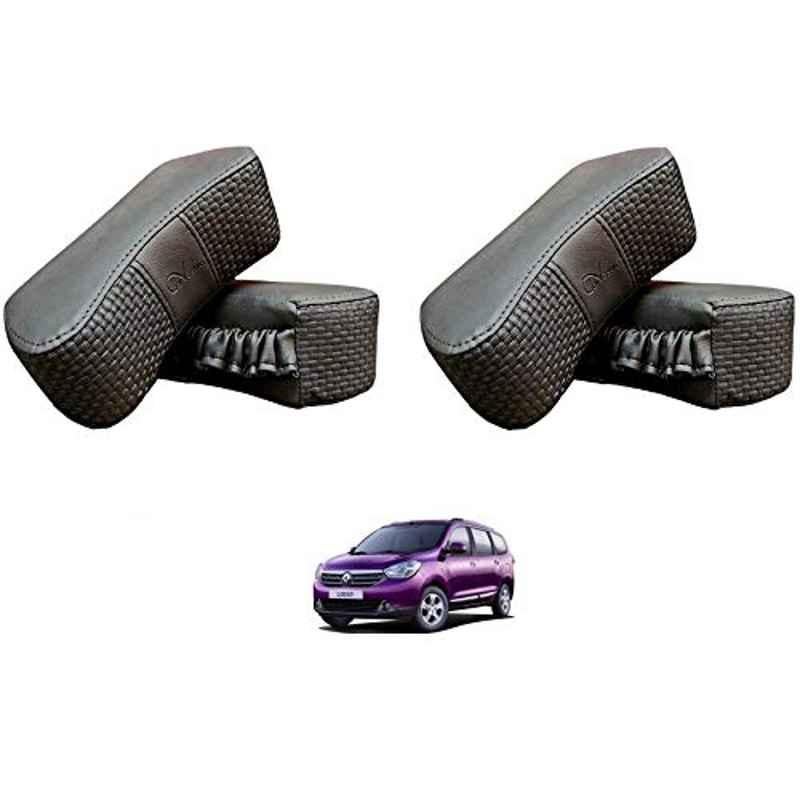 Kozdiko 4 Pcs CV Designer Grey Leatherite Neck Rest Car Cushion Pillow Set for Renault Lodgy