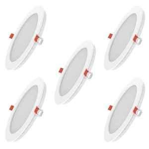 Fybros Faro 6W Polycarbonate Warm White Round LED Panel Light, FLS5056E (Pack of 5)