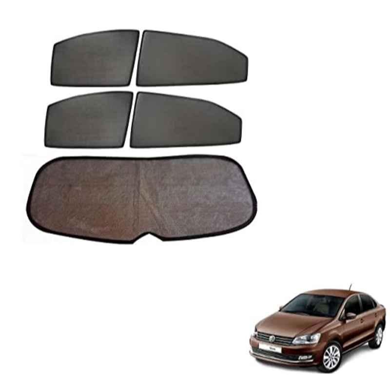 Kozdiko 5 Pcs Mesh Black Fixed Window & Rear Sun Shades Set for Volkswagen Vento