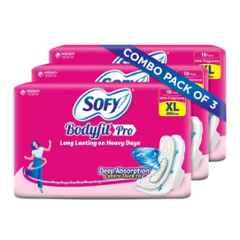 Sofy 18 Pcs White Cotton Sanitary Pad Packet for Women, Size: XL (Pack of 3)