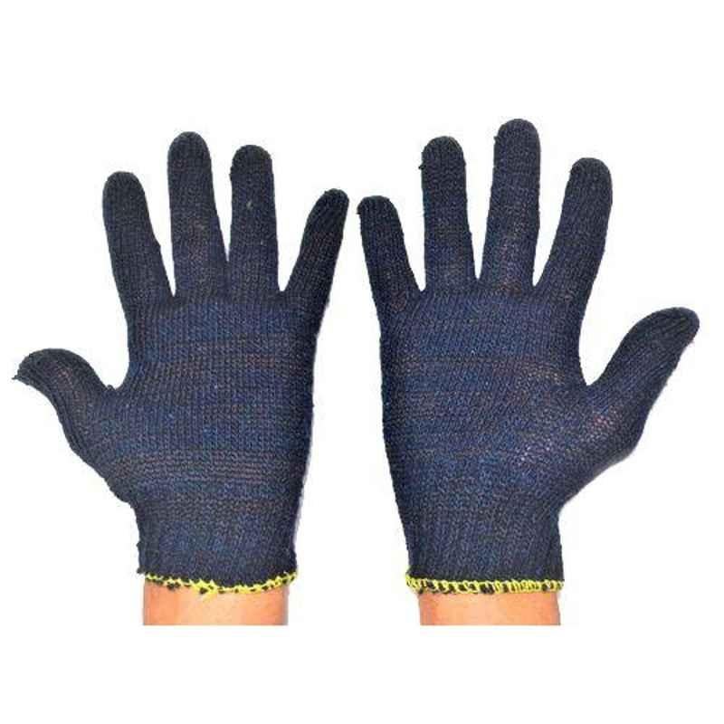 SRJ 40 GSM Blue Cotton Knitted Hand Gloves (Pack of 100)