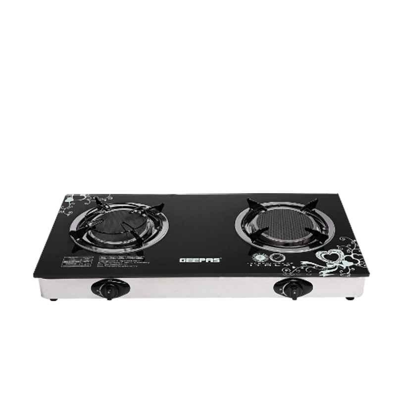 Geepas 2.5 kW 720x375mm Stainless Steel Black 2 Burner Gas Hob, GK6865