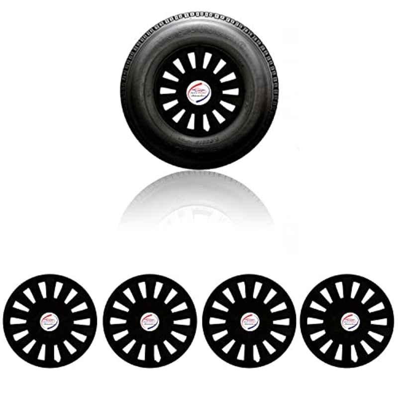 Auto Pearl 4 Pcs 15 inch ABS Black Car Wheel Cover Set for All Car