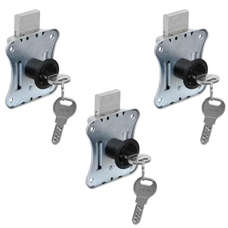 Plantex 20mm Brass Black Drawer Lock for Multipurpose Cupboard with Key for Home/Office (Pack of 3)