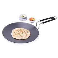Wonderchef Taurus 25cm Black Hard Anodized Roti Tawa with Stainless Steel Handle & 1 Year Warranty, 63154824
