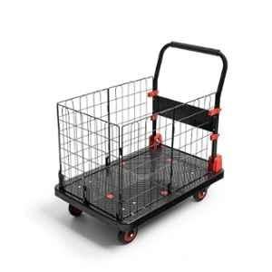 Corvids 300kg Plastic Portable & Collapsible Platform Trolley with Basket Cage, CPT-PL300BS