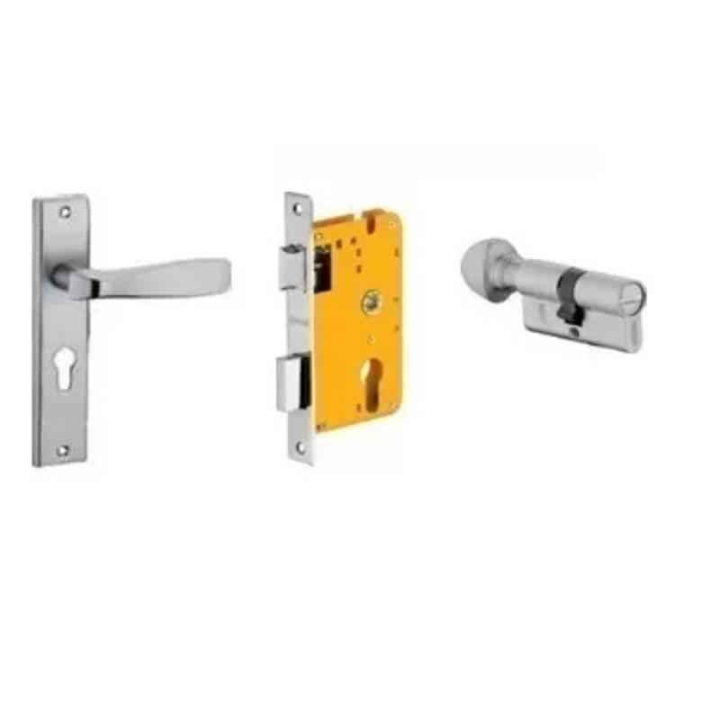 Dorset HL Series Stella 60mm Stainless Steel Silver Chrome Finish Door Handle Lock Set with Coin & Knob (Pack of 3)