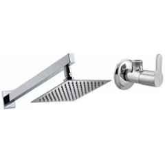 Senkiddpro Marc Stainless Steel Chrome Finish Wall Mounted Angle Cock & 4x4 inch Slim Overhead Shower Combo