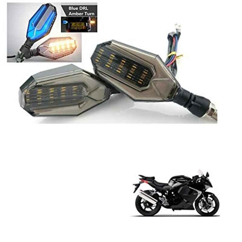 Kozdiko 4 Pcs Plastic Front & Rear U Shape Dual Color DRL LED BIke Indicator Set for Hyosung GT250R5