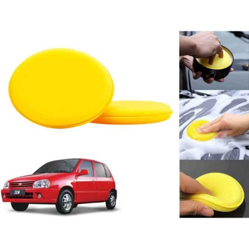 Auto Pearl Polyurethane Beige Washing & Waxing Polish Foam Sponge for Zen (Pack of 2)