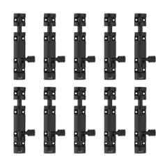 Atom 4 inch Aluminium Black Finish Heavy Duty Joint-Less Tower Bolt, TB002-04 inch-BLK-110 (Pack of 10)