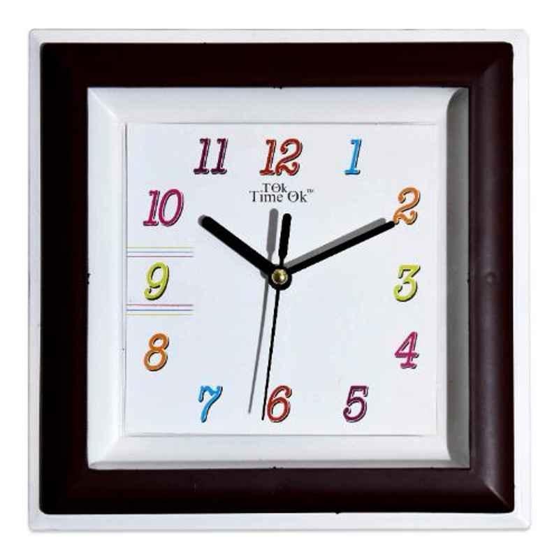 Tok Time Ok T-8 White & Brown Analog Wall Clock, TTO008
