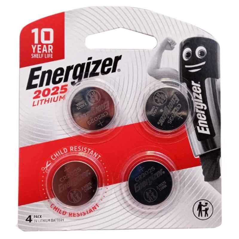 Energizer 3V Lithium Coin Battery, E-CR2025 (Pack of 4)