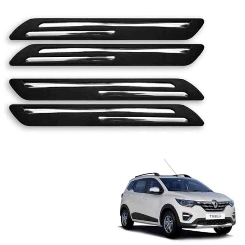 Kozdiko 4 Pcs Rubber Black Double Chrome Strips Car Bumper Protector Guard Set for Renault Triber