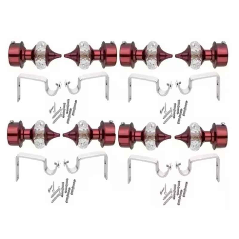Ojass 10x5cm Stainless Steel Maroon Solid Crystal Diamond Curtain Bracket with Support Clamp, SCB08SMH (Pack of 8)