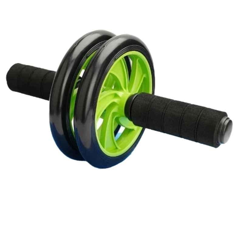 Shopeleven ABS Black Double Wheel Ab Roller with Knee Mat