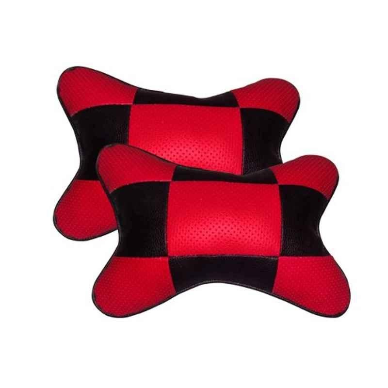 Kozdiko 2 Pcs Red & Black Square Box Neck Rest Cushion Pillow Set for Chevrolet Sail