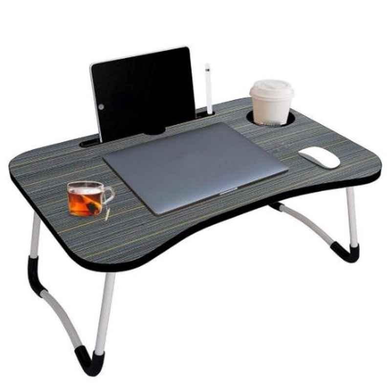 Saroj 60x40x27cm Black Multipurpose PVC & Iron Portable Laptop Table