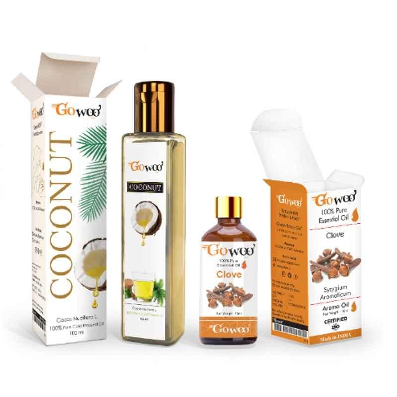 GoWoo 2 Pcs 10ml Natural Clove Aroma Oil & 100ml Coconut Carrier Oil Set, GWOC458-P16+P189