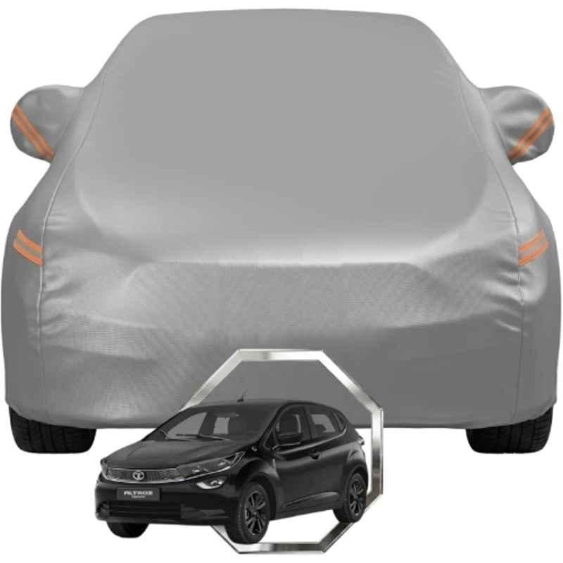 Allextreme Polyester Grey with Highlighter Car Cover with Mirror Pocket & Triple Stitched Bottom Elastic for Tata Altroz All Model & Years, TAT-ALTROZ-GRY