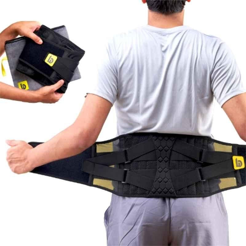 Betterhood Aero Mesh, Neoprene & Soft Cushion Mesh Black Lumbar Back Support Belt with 8 Stabilizers, Size: M
