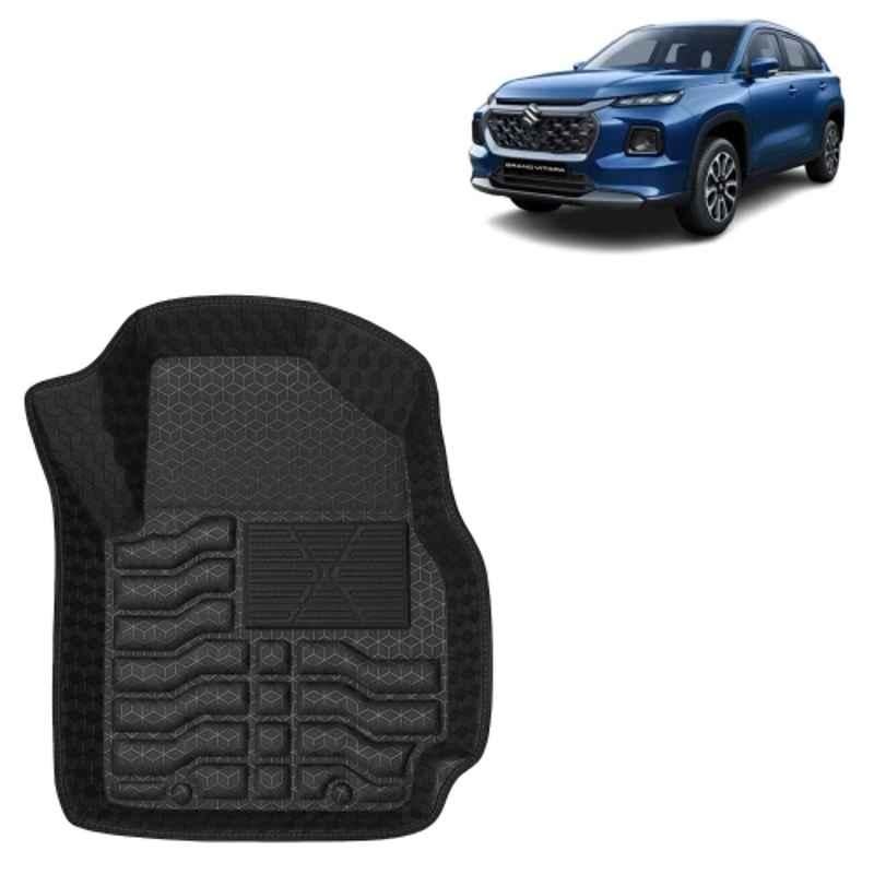 Kingsway 3 Pcs Premium 4.5D 100% Waterproof Tray Shape PVC Black Car Floor Mat Set for Maruti Suzuki Grand Vitara 2022 Onwards All Model