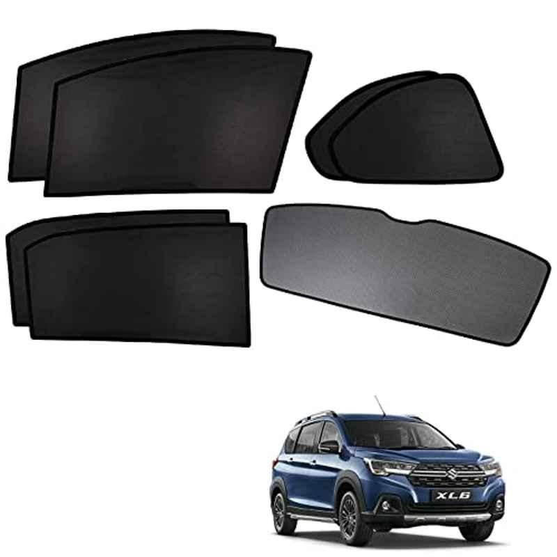 Kozdiko 5 Pcs Polyester Black Non Magnetic Window & Rear Sun Shades Set for Maruti Suzuki XL6