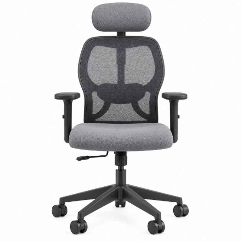 OfficeArray Auriga High Back Ergonomic Breathable Mesh Grey Office Chair for Professionals & Students with 2-Year Warranty