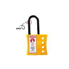 Lukko Safety 6mm 4 Holes ABS & Nylon Yellow Slider Type De-Electric Safety Lockout Hasp, LS-H66