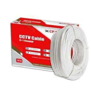 CP Plus 70m 3+1 Copper Conductor White Coaxial CCTV Cable for Security & Surveillance, CP-ECC-70R