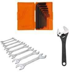 Hillgrove HGCM333M1 9 Pcs Full Hex Allen Key Set with 8 Pcs Double Open End & Adjustable Wrench, HGCM625