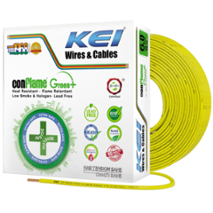 KEI 6 Sqmm 90m 1 Core Conflame Green Plus FRLSH Cooper Yellow House Wire for Domestic & Industrial Electrical Wiring