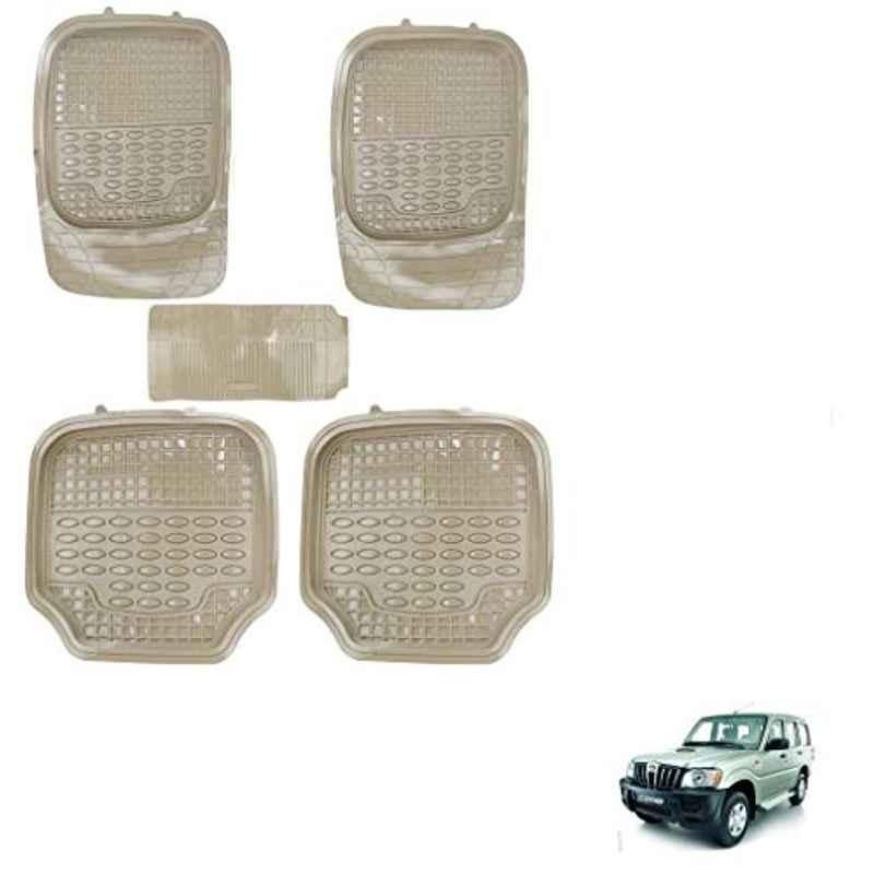 Kozdiko 5 Pcs 4G Beige Rubber & PVC Heavy Car Foot Mat Set for Mahindra Old Scorpio, koz_80894