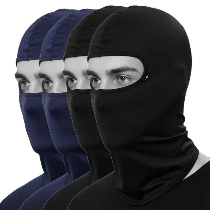 Kingsway Cool Pass Honey Comb Pattern 4 Way Stretch Lycra Black & Navy Blue Balaclava Face Mask for Bikers (Pack of 4)