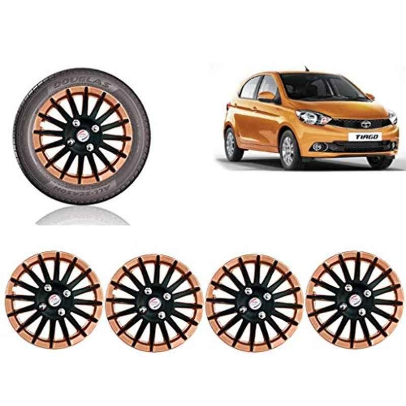 Auto Pearl 4 Pcs 14 inch ABS Camry Copper & Black Car Wheel Cover Set for TATA Tigor