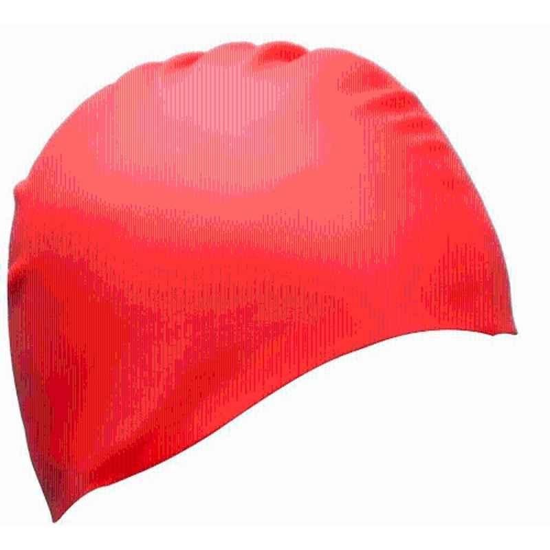 Matrica Silicone Red Wrinkle Free Swimming Cap, Size: Free