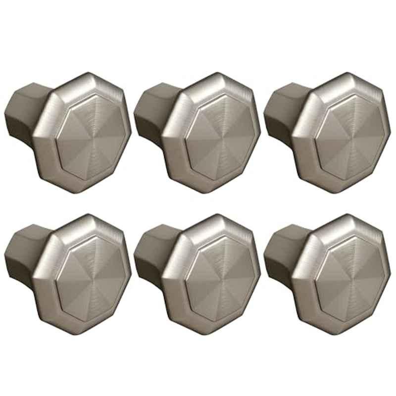 Plantex Knobs for Drawer/Octagon Shape Drawer Knobs/Knobs for Cabinets/Pull-Push Knobs for Kitchen/Bedroom Drawer (Pack of 6) DTK-302, Satin