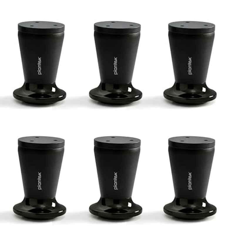 Plantex 3 inch Aluminium Black Sofa Legs with Rubber Grip, DTS-87 (Pack of 6)