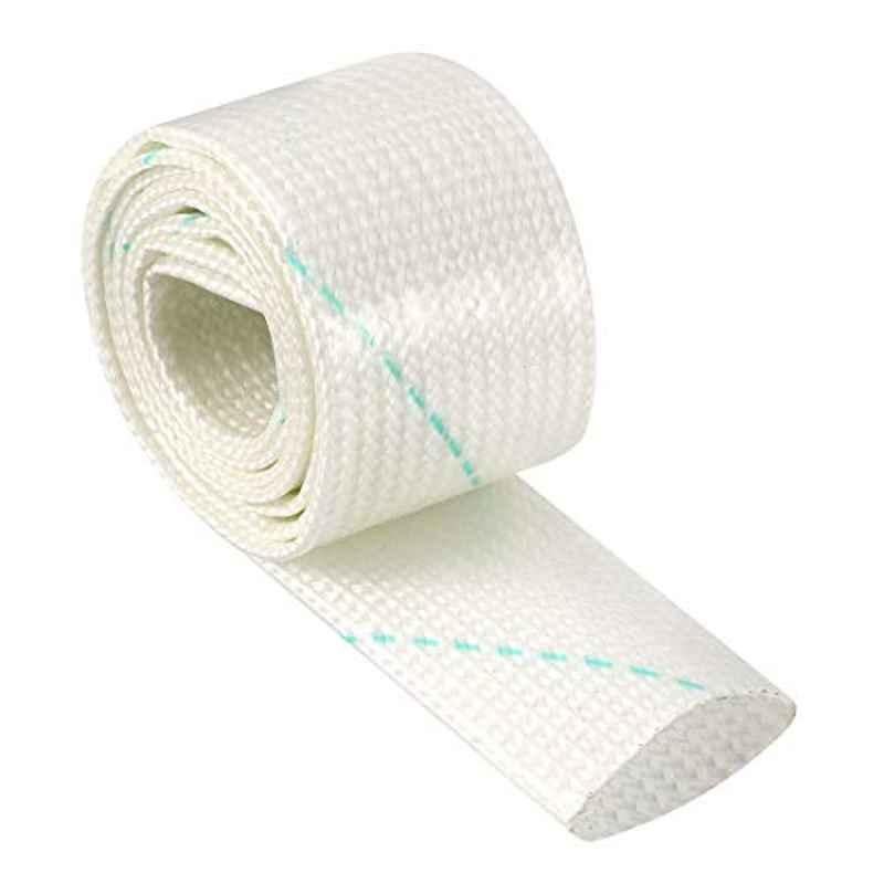 Uxcell 25mm 1m Polyethylene Resin & Fiberglass White Insulation Braided Sleeve (Pack of 3)