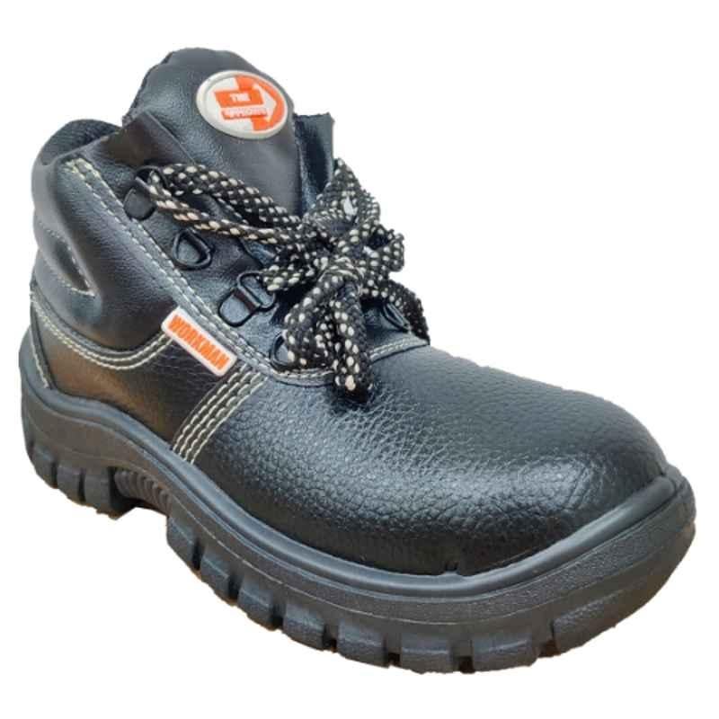 Workman Rock Dl Leather Black Steel Toe Safety High Cut Shoes, Size: 42