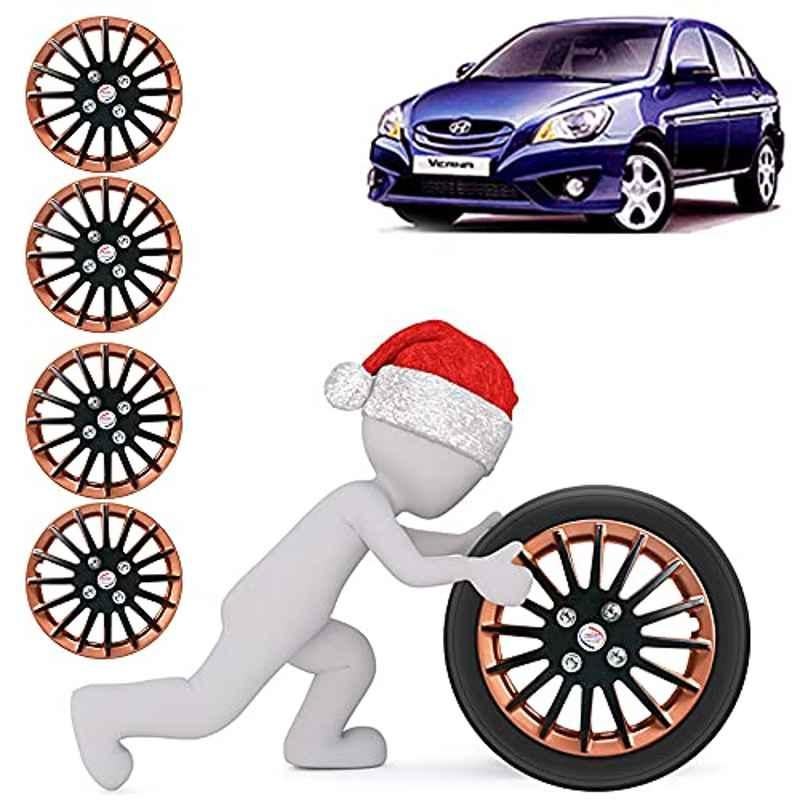 Auto Pearl 4 Pcs 14 inch ABS Camry Copper & Black Car Wheel Cover Set for Hyundai Verna