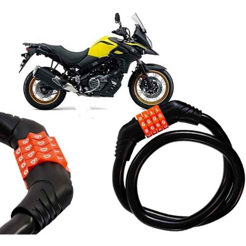 Auto Pearl Black & Orange 4 Digit Anti-Theft Combination Number Lock for V Strom 650