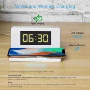 Portronics Freedom 4 White Wireless Charger with Alarm Clock & LED Lamp, POR-405