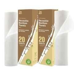 Im Eco 2 Ply 20 Sheets White Reusable Bamboo Kitchen Towel with Highly Absorbent & Durable, IMERBT2 (Pack of 2)