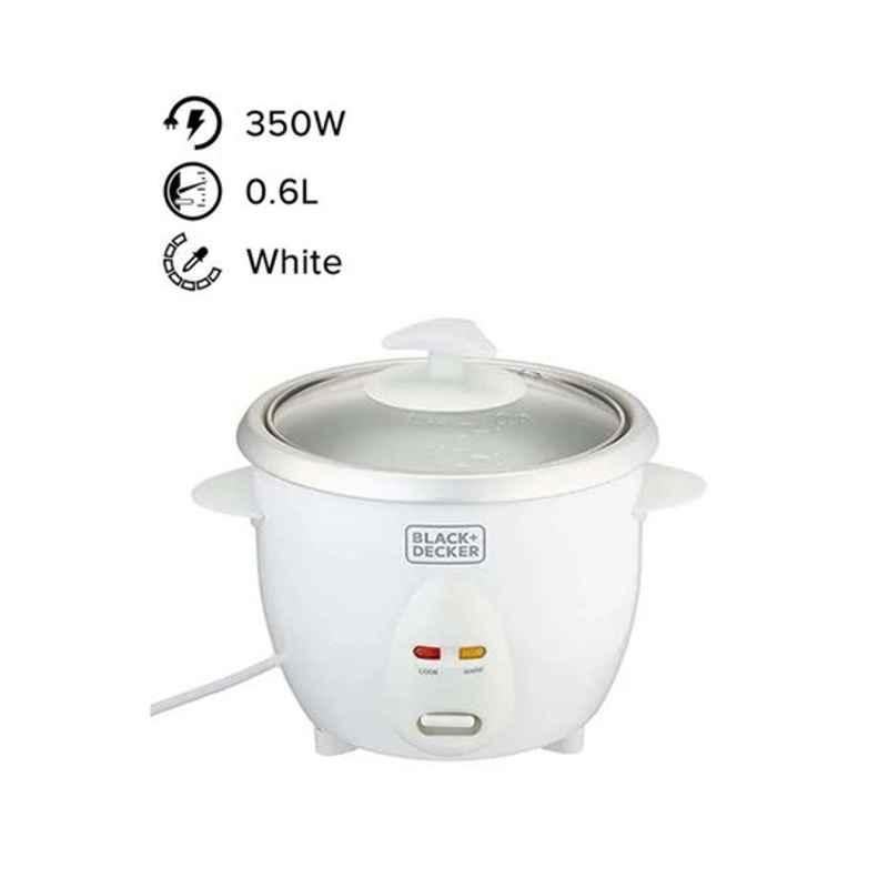 Black & Decker 350W 240V Glass White Rice Cooker, RC650-B5