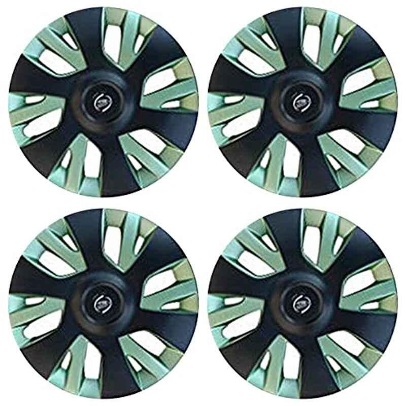 Auto Pearl 4 Pcs 13 inch ABS Black & Green Car Wheel Cover Set for All Car, APA09