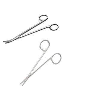Forgesy 2 Pcs 5.5 inch Stainless Steel Silver Straight & Curved Metzenbaum Scissor Set