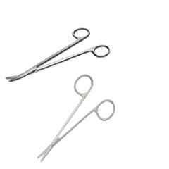 Forgesy 2 Pcs 5.5 inch Stainless Steel Silver Straight & Curved Metzenbaum Scissor Set