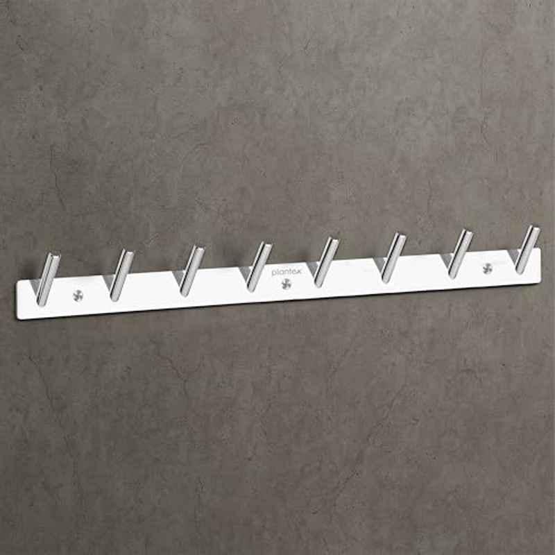 Plantex 8 Hooks Stainless Steel Z-Black Wall Hooks for Hanging Cloth/Towel Hangers/Bathroom Robe Hooks/Door Hangers/Round Wall Hook/Hook Rail for Hanging Keys (Pack of 3)- APS-5999-BLCK-ROUND-8-HOOK-HOOK-RAIL-PK3
