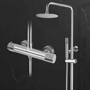 Plantex Brass & ABS Silver Chrome Shower Panel Set for Bathroom/with Head, Hand Shower, Adjustable Clamp & Stainless Steel 304 Hose Pipe